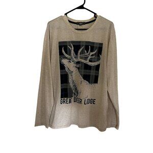 Mountain ridge great deer lodge graphic long sleeved t-shirt sweater beige